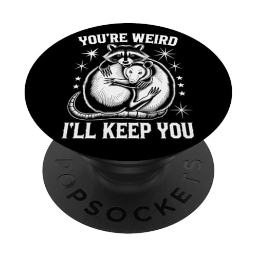 Niedlicher Waschbär Umarmt Opossum Tierfreund PopSockets Klebender PopGrip von Tierliebhaber Freundschaft Humor Geschenk