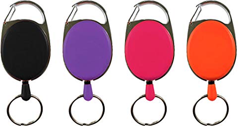 Ausziehbarer Schlüsselhalter JoJo, Schlüsselband Ausweis JoJo mit starker Feder und reißfester Schnur (75cm), Schlüsselanhänger - 4 Farben (orange) von Tiga-Med