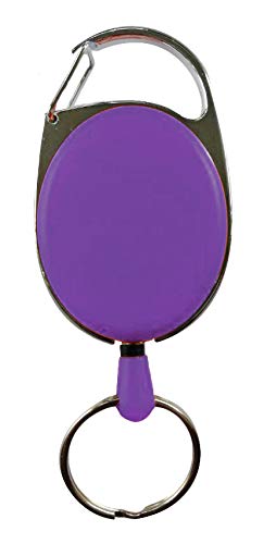 Ausziehbarer Schlüsselhalter JoJo, Schlüsselband Ausweis JoJo mit starker Feder und reißfester Schnur (75cm), Schlüsselanhänger - 4 Farben (violett) von Tiga-Med