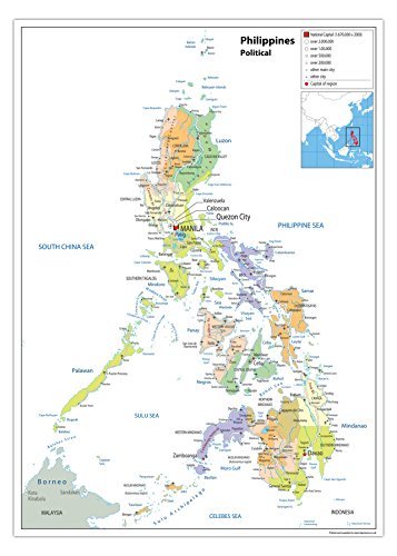 Landkarte Philippinen, politische Karte, Papier, laminiert a2 von Tiger Moon