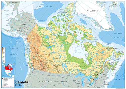 Physische Karte von Kanada, laminiertes Papier [GA] A2 Size 42 x 59.4 cm von Tiger Moon
