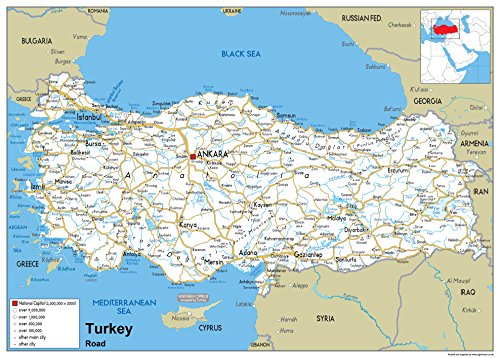 Türkische Straßenkarte – Papier laminiert [GA] a1 von Tiger Moon