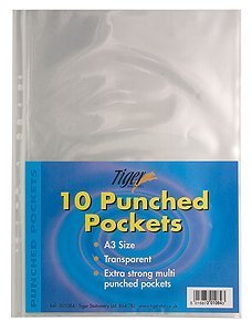 Tiger Stationery Klarsichthülle, A3, Hochformat, nach oben offen, 80 Mikron, 2 Pack mit je 10 Stück Tiger Stationery Klarsichthülle, A3, Hochformat, nach oben offen, 80 Mikron, 2 Pack mit je 10 Stück von Tiger