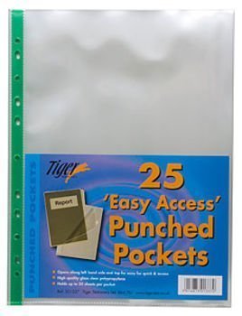 Tiger einfachen Zugang Top & Seite offen Punch Taschen A4–25 Stück von Tiger
