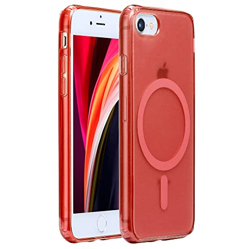 Tigowos Magnetische Handyhülle für iPhone SE 2022/iPhone SE 2020/iPhone 8 Hülle mit MagSafe Wireless Charging Stoßfeste Schutzhülle für iPhone 8 SE 2 SE 3. (4,7 Zoll), Rot von Tigowos