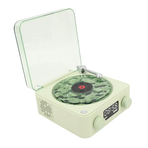 Vintage -Lautsprecher -Plattenspieler Tragbarer Plattenspieler Stereo -Lautsprecher für Heimschlafzimmer mit Nachtlicht und Uhr, Ideales für Mädchen (Green) von Tihebeyan