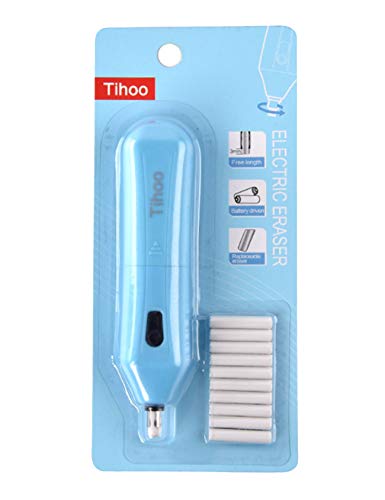Tihoo Batterie Bleistift Radiergummi mit Radiergummi Nachfüller Blau von Tihoo
