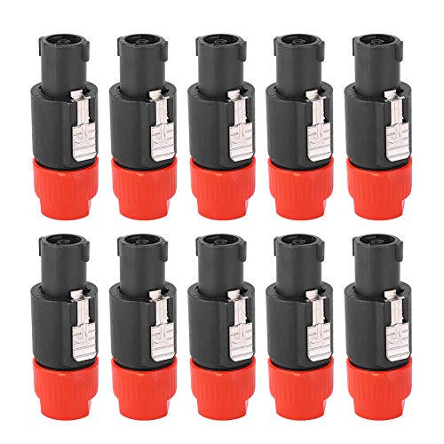 C NL4FC Audio-Lautsprecher-Anschlussstecker, Wasserdicht, 4-poliger Speakon-Stecker, Kabelanschluss, Lautsprecher Mit Und 30 A RMS, Kompatibel Mit NL4FC, NL4FX, NLT4X, NL2FC, 10 St(Rot) von Tiiyee