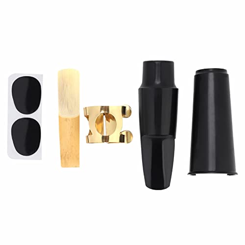Sax Mundstück Kit, ABS Altsaxophon Professionelles Tenor Saxophon Set Anfänger Professionelle Saxophonisten Jazz Musikinstrument Zubehör Kopfstück Clip Cap Metallschnalle Reed Pad Instrumentenzubehör von Tiiyee