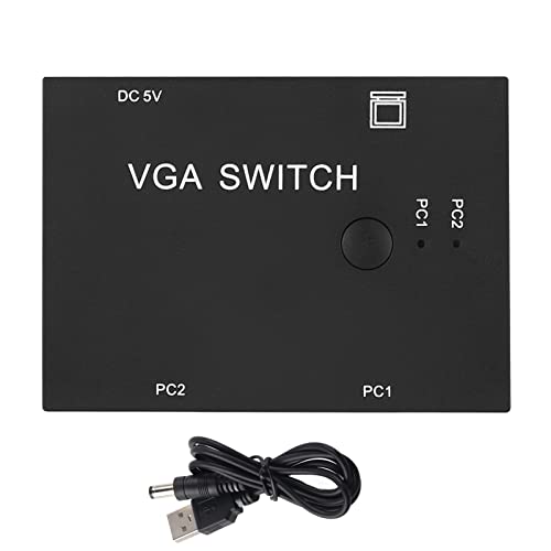 VGA Switcher, 2 in 1 Out VGA Switch Box USB Splitter Datensynchronisation Für Computer PC Laptop Desktop Monitor Drucker Tastatur Scanner Maus U Laufwerk Laptops Monitore Projektoren Schwarz von Tiiyee