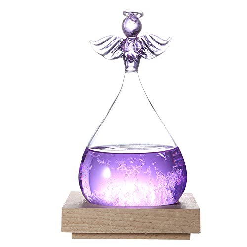 Wettervorhersage-Glasflasche, einzigartiges Geschenk, Sturmglas, Heimdekoration, Engelsform, Ornament, Wassertropfen, Vorhersage, Wetterstation, Desktop-Dekoration, Geschenk zum Geburtstag(lila) von Tiiyee