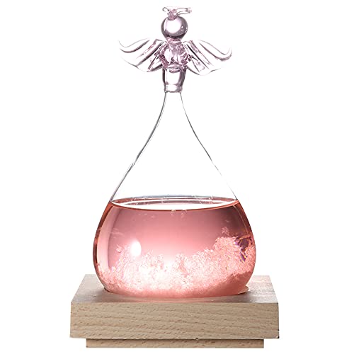 Wettervorhersage Glasflasche, Sturmglas Wetterstation einzigartiges Geschenk Heimdekoration Engelsform Ornament Wassertropfen Vorhersage Wetterstation Desktop Dekoration Geschenk zum Geburtstag(rosa) von Tiiyee
