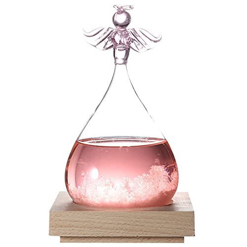 Wettervorhersage-Glasflasche, einzigartiges Geschenk, Sturmglas, Heimdekoration, Engelsform, Ornament, Wassertropfen, Vorhersage, Wetterstation, Desktop-Dekoration, Geschenk zum Geburtstag(rosa) von Tiiyee