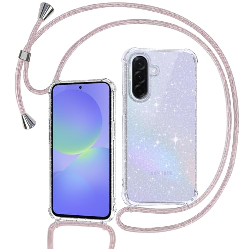 Tikgue Handykette für Samsung Galaxy A36 5G Hülle mit Band, Handyhülle mit Kordel zum Umhängen Schutzhülle mit Kette Glitzer Transparent Weich TPU Silikon Bumper - Roségold Tikgue Handykette für Samsung Galaxy A36 5G Hülle mit Band, Handyhülle mit Kordel zum Umhängen Schutzhülle mit Kette Glitzer Transparent Weich TPU Silikon Bumper - Roségold von Tikgue