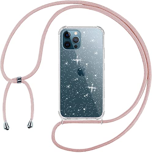 Tikgue Handykette für iPhone 12 Pro Max Hülle mit Band, Handyhülle mit Kordel zum Umhängen Schutzhülle mit Kette Glitzer Transparent Weich TPU Silikon Bumper - Roségold Tikgue Handykette für iPhone 12 Pro Max Hülle mit Band, Handyhülle mit Kordel zum Umhängen Schutzhülle mit Kette Glitzer Transparent Weich TPU Silikon Bumper - Roségold von Tikgue