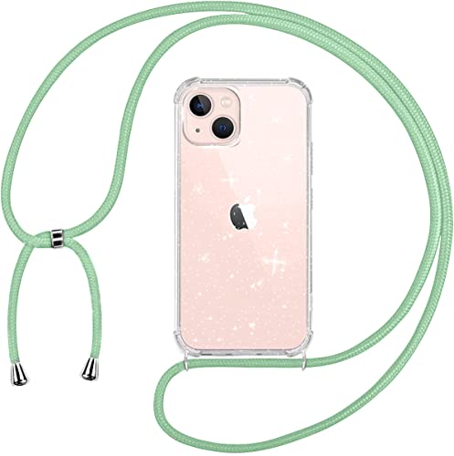 Tikgue Handykette für iPhone 13 Hülle mit Band, Handyhülle mit Kordel zum Umhängen Schutzhülle mit Kette Glitzer Transparent Weich TPU Silikon Bumper - Minzgrün Tikgue Handykette für iPhone 13 Hülle mit Band, Handyhülle mit Kordel zum Umhängen Schutzhülle mit Kette Glitzer Transparent Weich TPU Silikon Bumper - Minzgrün von Tikgue