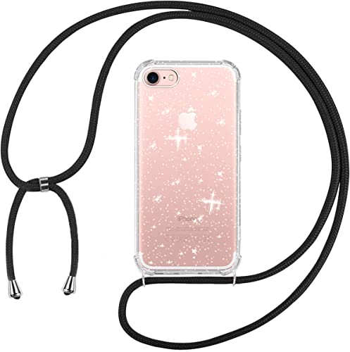 Tikgue Handykette für iPhone SE 2022/2020 Hülle iPhone 8/7 Hülle mit Band, Handyhülle mit Kordel zum Umhängen Schutzhülle mit Kette Glitzer Transparent Weich TPU Silikon Bumper - Schwarz Tikgue Handykette für iPhone SE 2022/2020 Hülle iPhone 8/7 Hülle mit Band, Handyhülle mit Kordel zum Umhängen Schutzhülle mit Kette Glitzer Transparent Weich TPU Silikon Bumper - Schwarz von Tikgue