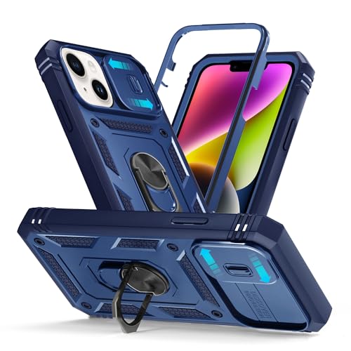 Tikgue für iPhone 14 Hülle mit Kameraschutz, Handyhülle iPhone 14 mit 360° Metall Ring Ständer Stoßfestes Anti-Drop Hybrid Bumper Case - Blau Tikgue für iPhone 14 Hülle mit Kameraschutz, Handyhülle iPhone 14 mit 360° Metall Ring Ständer Stoßfestes Anti-Drop Hybrid Bumper Case - Blau von Tikgue