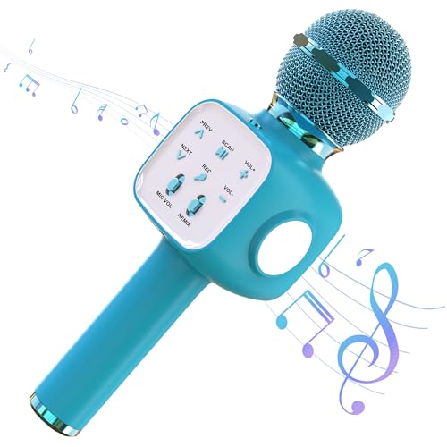 Kabelloses Mikrofon, Bluetooth-Mikrofon, Karaoke-Mikrofon für Kinder und Erwachsene, Karaoke-Lautsprecher mit LED-Lichtern, Android/iOS-Smartphones, Bluetooth-Mikrofon für Party, Gesang, Aufnahme von Tikimoon
