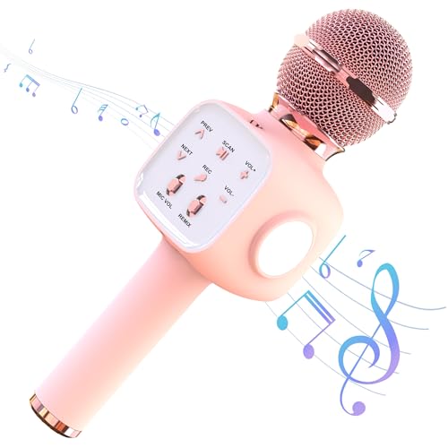 Tikimoon Kabelloses Mikrofon, Karaoke-Bluetooth-Mikrofon für Kinder und Erwachsene, Karaoke-Mikrofon, Lautsprecher, Singmaschine mit LED-Lichtern, Android/iOS-Smartphone, Bluetooth-Mikrofon für Party, von Tikimoon