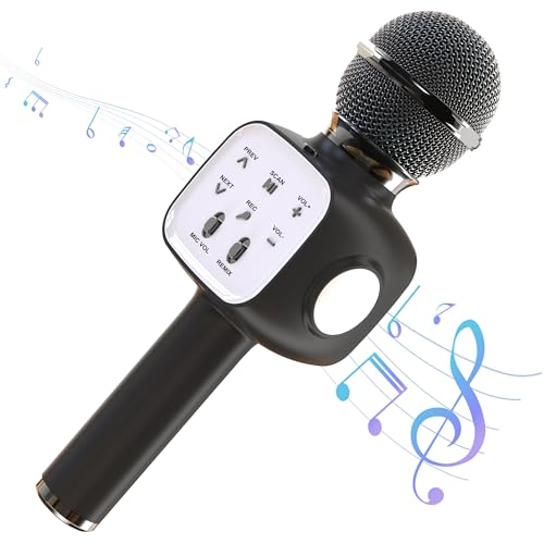Tikimoon Kabelloses Mikrofon, Karaoke-Bluetooth-Mikrofon für Kinder und Erwachsene, Karaoke-Mikrofon, Lautsprecher, Singmaschine mit LED-Lichtern, Android/iOS-Smartphone, Bluetooth-Mikrofon für Party, von Tikimoon