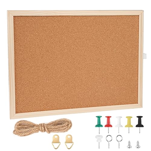 Pinnwand Kork 40x30cm, Pinwand mit Holzrahmen, Korkwand Pinnwand Klein, Cork Board Befestigungsmaterial und Druckstifte im Lieferumfang Enthalten, Pinwand Korktafel für Küche (40x30cm) von Tikplus