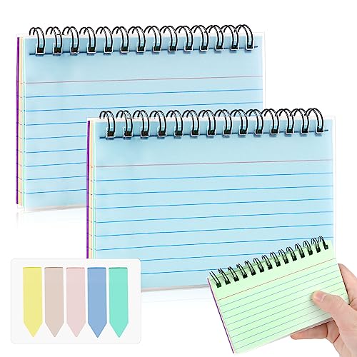Revisionskarten, 100 Blatt, liniert, Spiralbindung, Karteikarten, 7,6 x 12,7 cm, 2 Packungen farbige Notizkarten und Index-Tabs, reißbare Karteikarten, Papier für Büro, Zuhause, Schule, Studium Revisionskarten, 100 Blatt, liniert, Spiralbindung, Karteikarten, 7,6 x 12,7 cm, 2 Packungen farbige Notizkarten und Index-Tabs, reißbare Karteikarten, Papier für Büro, Zuhause, Schule, Studium von Tikplus