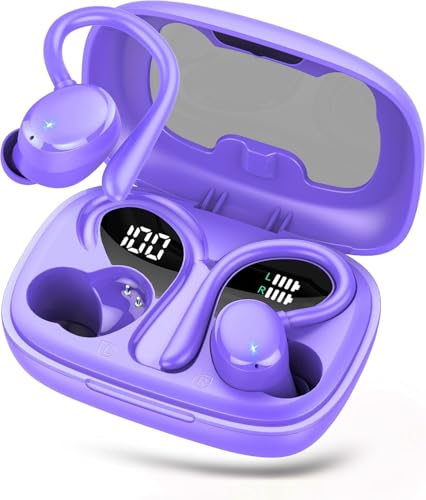 Kopfhörer Kabellos Bluetooth 5.3 mit ENC Mic, 72 Std Bluetooth Kopfhörer In Ear, Tiefer Bass Earbuds IP7 Wasserdicht Ohrhörer LED-Anzeige USB-C Touch(Lila) von Tiksounds