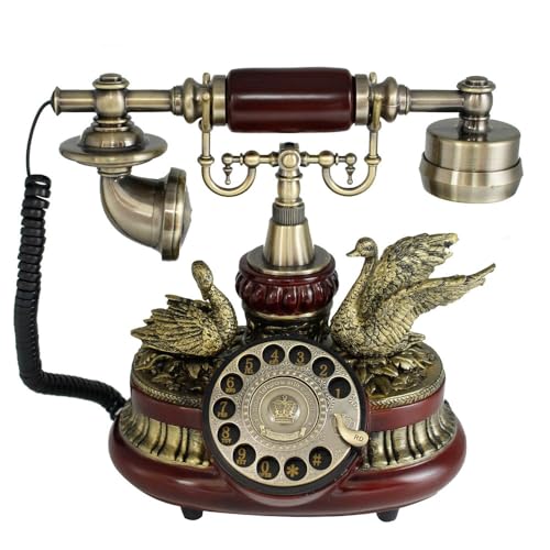 Tikwisdom Gorgeous Vintage Telefon Wählscheibe Telefon antike europäischen Stil Massivholz und Versus Harz Telefon Festnetz von Tikwisdom