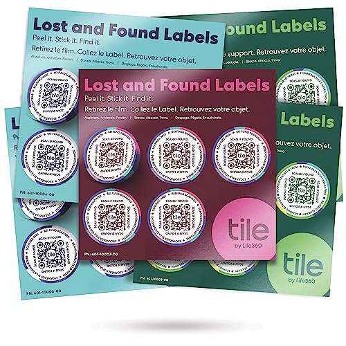 Lost and Found Labels von Tile|Scanbare QR-Labels für Laptops, Wasserflaschen, Haustierhalsbänder, Kinderspielzeug, Kopfhörer und mehr|Android- und iOS-Geräte | Kratzfest | Selbstklebend | 25 Labels von Tile