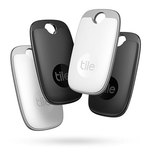 Tile Pro (2022) Bluetooth Schlüsselfinder, 4er Pack, 120m Reichweite, inkl. Community Suchfunktion, iOS & Android App, kompatibel mit Alexa & Google Home, 2x schwarz,2x weiß, Schwarz/Weiß von Tile