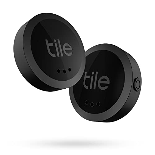 Tile Sticker (2022) Bluetooth Schlüsselfinder, 2er Pack, 45m Reichweite, inkl. Community Suchfunktion, iOS und Android App, kompatibel mit Alexa und Google Home, schwarz von Tile