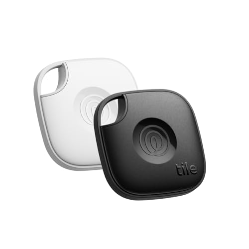 Tile by Life360 Mate (2024) – Bluetooth-Tracker, Schlüssel- und Gegenstandsfinder für Schlüssel, Taschen und mehr. Handy-Finder. iOS- & Android-kompatibel. Handy-Finder. 2er-Pack (Schwarz/Weiß) von Tile