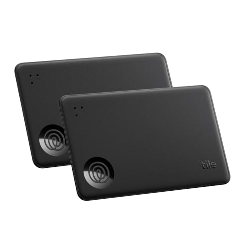 Tile by Life360 Slim (2024) – Geldbörsenfinder, Bluetooth-Tracker und Gegenstandsfinder für Gepäckanhänger, Reisepässe und mehr, iOS- & Android-kompatibel, Handy-Finder, 2er-Pack (Schwarz) von Tile