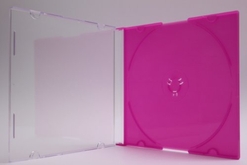 Tillmann Media CD-Leerhüllen Slimcase 5mm für 1 CD/DVD, Deckel transparent, Rückenteil pink, Kartoninhalt: 100 Stück von Tillmann Media - Slimcase für 1 CD/DVD
