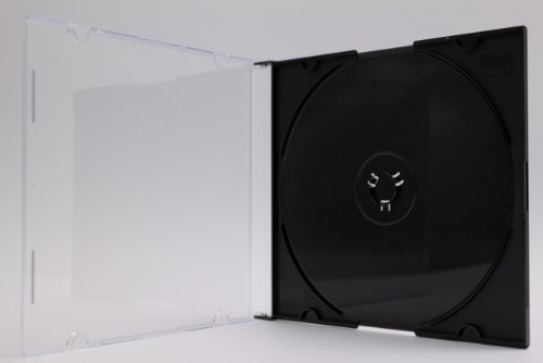 Tillmann Media CD-Leerhüllen Slimcase 5mm für 1 CD/DVD, Deckel transparent, Rückenteil schwarz, Kartoninhalt: 100 Stück von Tillmann Media - Slimcase für 1 CD/DVD