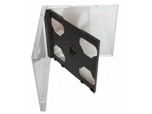 Tillmann Media – 10 Stück CD-Hüllen Jewelcase für 2 CD/DVD, Deckel und Rückenteil transparent, Tray schwarz von Tillmann Media
