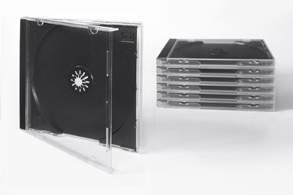 Tillmann Media - 50 Stück CD-Hüllen Jewelcase für 1 CD/DVD, Deckel und Rückenteil transparent glasklar, Tray schwarz von Tillmann Media