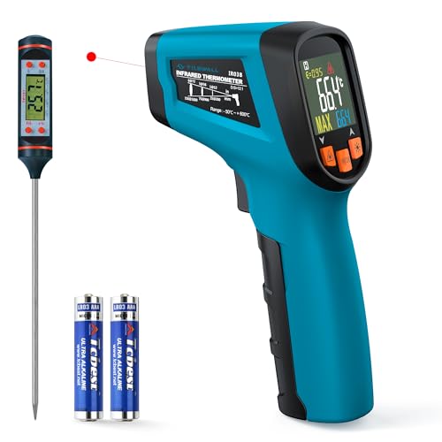 Tilswall Infrarot Thermometer(nicht für Menschen) -50°C bis 600°C IR Digital Laser Temperaturmessgerät für Kochen/Barbecue/Pizza Oven/Gefrierschrank/Industrie (Fleischthermometer inklusive) von Tilswall