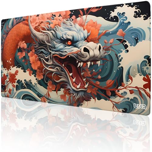 Tilt Schreibtischunterlage 100x50 cm Gaming Mauspad XXL | Rutschfester Mousepad Groß für Schreibtisch und PC Gadgets | Wasserdichter Desk Mat (Chinese Dragon) von Tilt