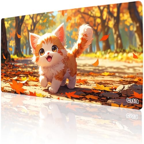 Tilt Schreibtischunterlage 100x50 cm Gaming Mauspad XXL | Rutschfester Mousepad Groß für Schreibtisch und PC Gadgets | Wasserdichter Desk Mat (Leafy Purrs) von Tilt