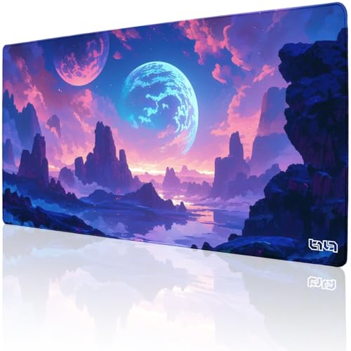 Tilt Schreibtischunterlage 100x50 cm Gaming Mauspad XXL | Rutschfester Mousepad Groß für Schreibtisch und PC Gadgets | Wasserdichter Desk Mat (Neon Planet) von Tilt