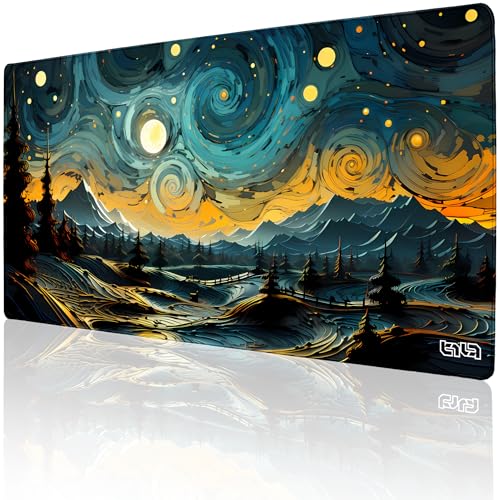 Tilt Schreibtischunterlage 100x50 cm Gaming Mauspad XXL | Rutschfester Mousepad Groß für Schreibtisch und PC Gadgets | Wasserdichter Desk Mat (Night Star Swirls) von Tilt