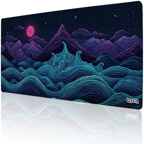 Tilt Schreibtischunterlage 100x50 cm Gaming Mauspad XXL | Rutschfester Mousepad Groß für Schreibtisch und PC Gadgets | Wasserdichter Desk Mat (Retrowave Mountains) von Tilt