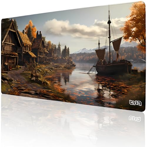 Tilt Schreibtischunterlage 100x50 cm Gaming Mauspad XXL | Rutschfester Mousepad Groß für Schreibtisch und PC Gadgets | Wasserdichter Desk Mat (Viking Village) von Tilt