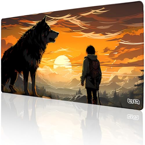 Tilt Schreibtischunterlage 100x50 cm Gaming Mauspad XXL | Rutschfester Mousepad Groß für Schreibtisch und PC Gadgets | Wasserdichter Desk Mat (Wolf Defender) von Tilt