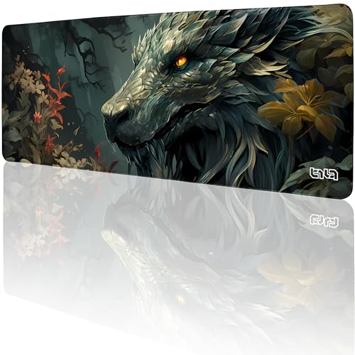 Tilt Schreibtischunterlage 80x30 cm Gaming Mauspad XXL | Rutschfester Mousepad Groß für Schreibtisch und PC Gadgets | Wasserdichter Desk Mat (Forest Dragon) von Tilt