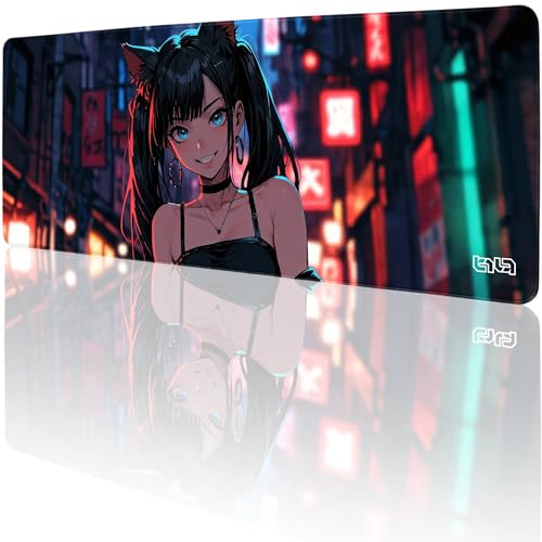 Tilt Schreibtischunterlage 80x30 cm Gaming Mauspad XXL | Rutschfester Mousepad Groß für Schreibtisch und PC Gadgets | Wasserdichter Desk Mat (Neko Yumi) von Tilt