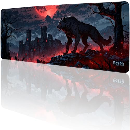 Tilt Schreibtischunterlage 80x30 cm Gaming Mauspad XXL | Rutschfester Mousepad Groß für Schreibtisch und PC Gadgets | Wasserdichter Desk Mat (Red Wolf) von Tilt
