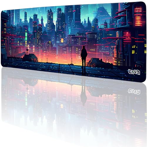 Tilt Schreibtischunterlage 80x30 cm Gaming Mauspad XXL | Rutschfester Mousepad Groß für Schreibtisch und PC Gadgets | Wasserdichter Desk Mat (Retro Cyberpunk) von Tilt